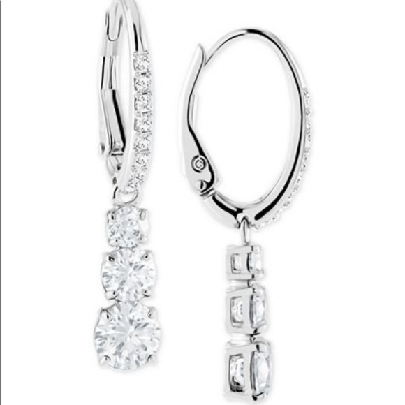 Swarovski Jewelry - Silver tone crystal drop earrings.
